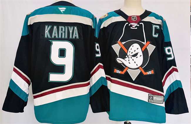 Men%27s Anaheim Ducks #9 Paul Kariya Black Teal 2024-25 Stitched Jersey->chicago blackhawks->NHL Jersey
